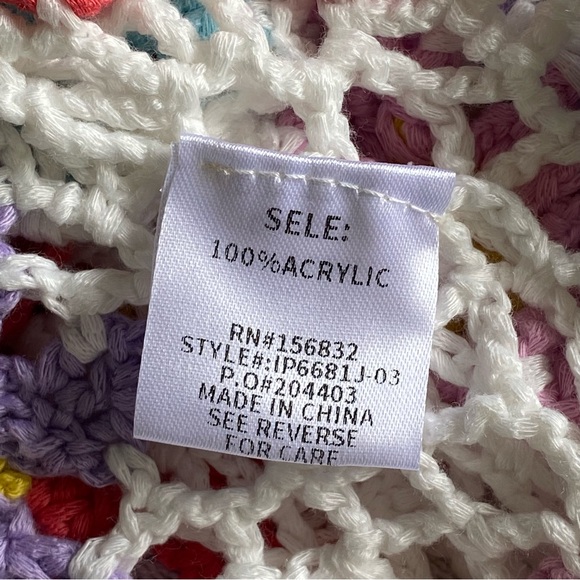 BiBi Crochet Floral Knit Long Sleeve Sweater Top Womens Size Medium Boho - Picture 7 of 8